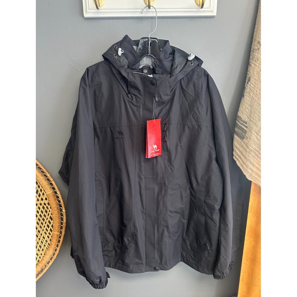 Camel Crown Womens Size XXL Windbreaker Jacket Black 3‎ in 1 Zip Hooded Coat NWT